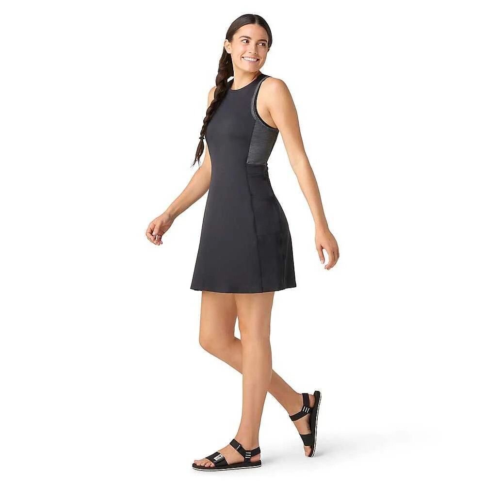 Sportwool Active Tank Dress Black Gray Merino Wool Colorblock SZ L Pockets